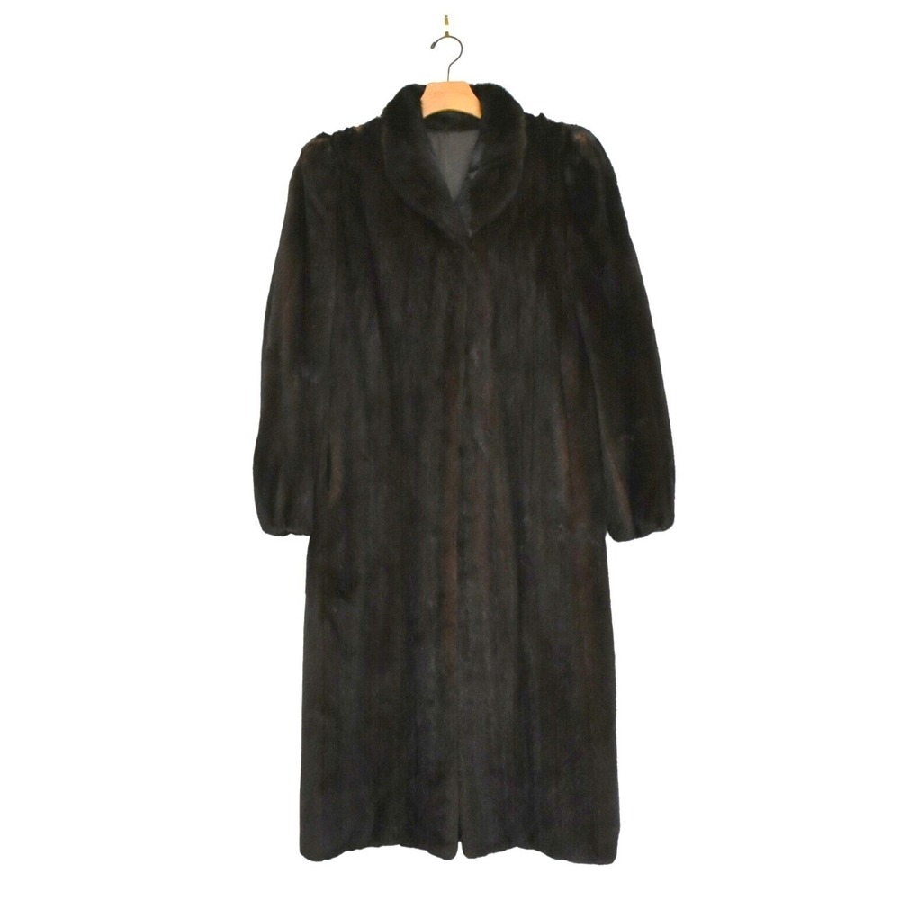 Vintage 70s/80s Full Length Genuine Dark‎ Mahogany Ranch Mink Fur Coat and Hat